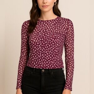 Kirious Los Angeles Sheer Mesh Printed Long Sleeve Top – Size L